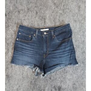 Levis Denim Shorts Womens 30 High rise Cutoff Raw Hem 2.5" inseam Stretch Dark